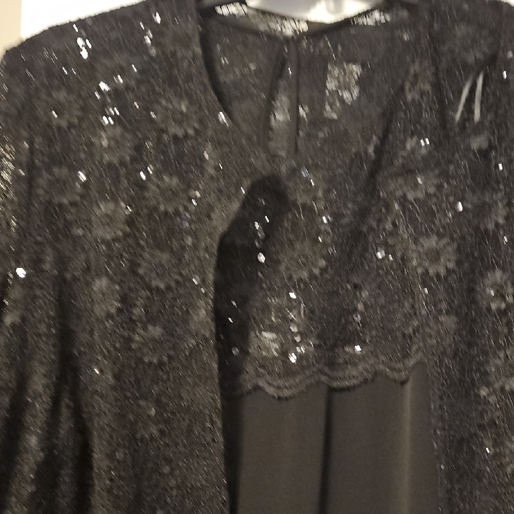 Alex Evenings Black Lace GownTwo-piece Sequine Jacket Set